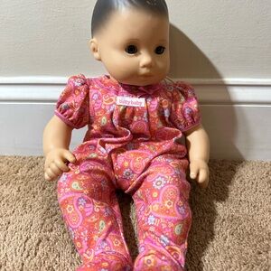 American Girl Bitty Baby Doll Brown Hair & Brown Eyes 2013 Paisley Pink Outfit